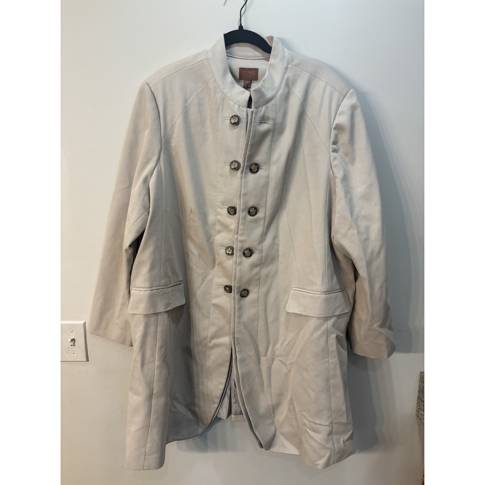 NWT Lane‎ Bryant ICON Collection Khaki Coat Size 28 Button Up Long Sleeve